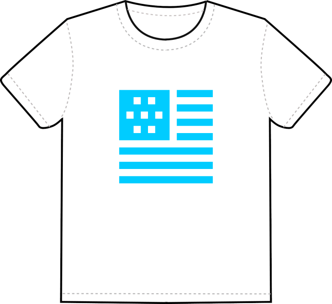 iconperday blue flag white t-shirt → click to order